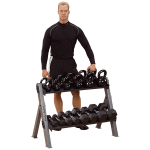 Ett kraftigt stativ för både kettlebells och hantlar