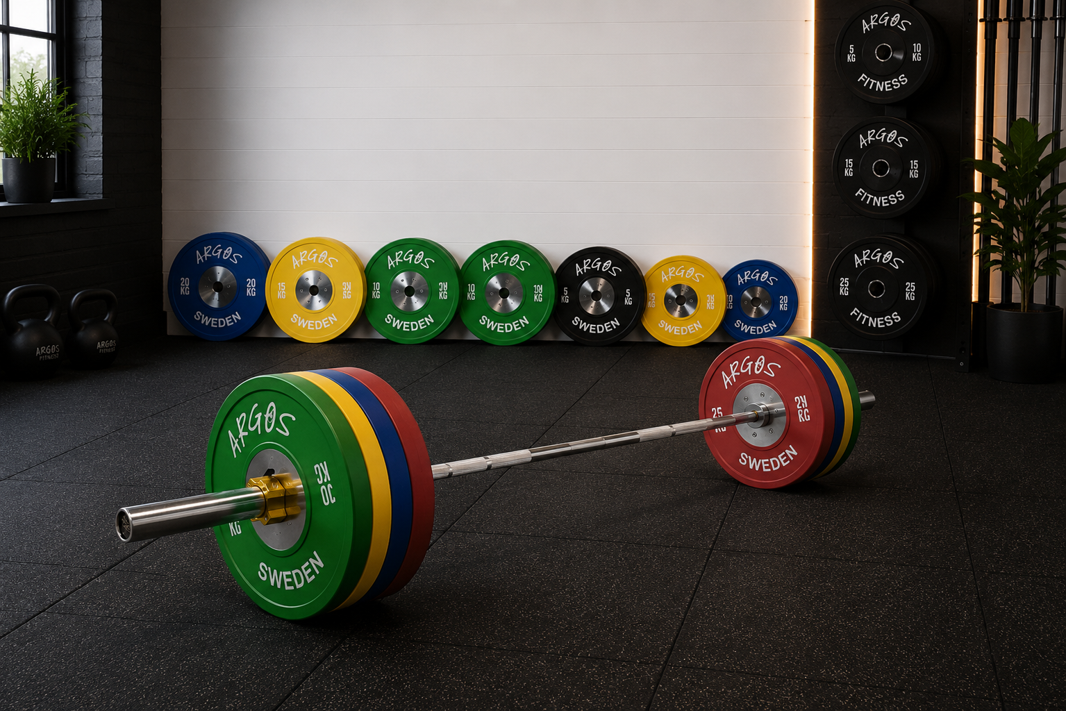 Skivstång och viktskivor för hemmagym från Argos Fitness